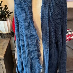 Free People Textured Bright Blue Cardigan